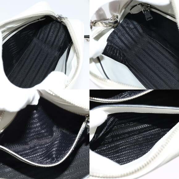 PRADA Shoulder Bag Leather White Silver - Picture 12 of 13